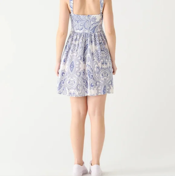 NWT Black Tape Romantic Euro Summer Blue Paisley Mini Dress Size Me… - Picture 2 of 12